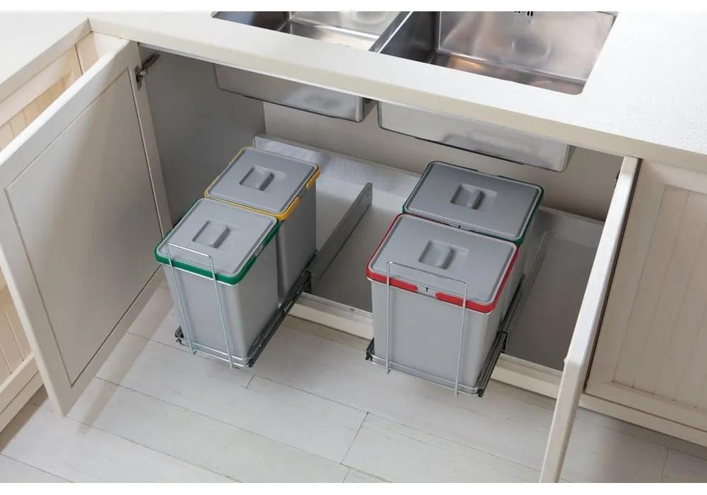Coș de gunoi de plastic pentru deșeuri selecționate/încorporat 12 + 12 + 12 l Ecofil - Elletipi