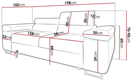 Canapea Terazuro 2 (Gri + Gri închis) . 1104605