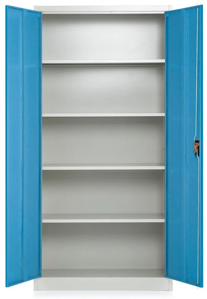 Dulap metalic universal, 90 x 40 x 185 cm, încuietoare cu cilindru, albastru - ral 5012