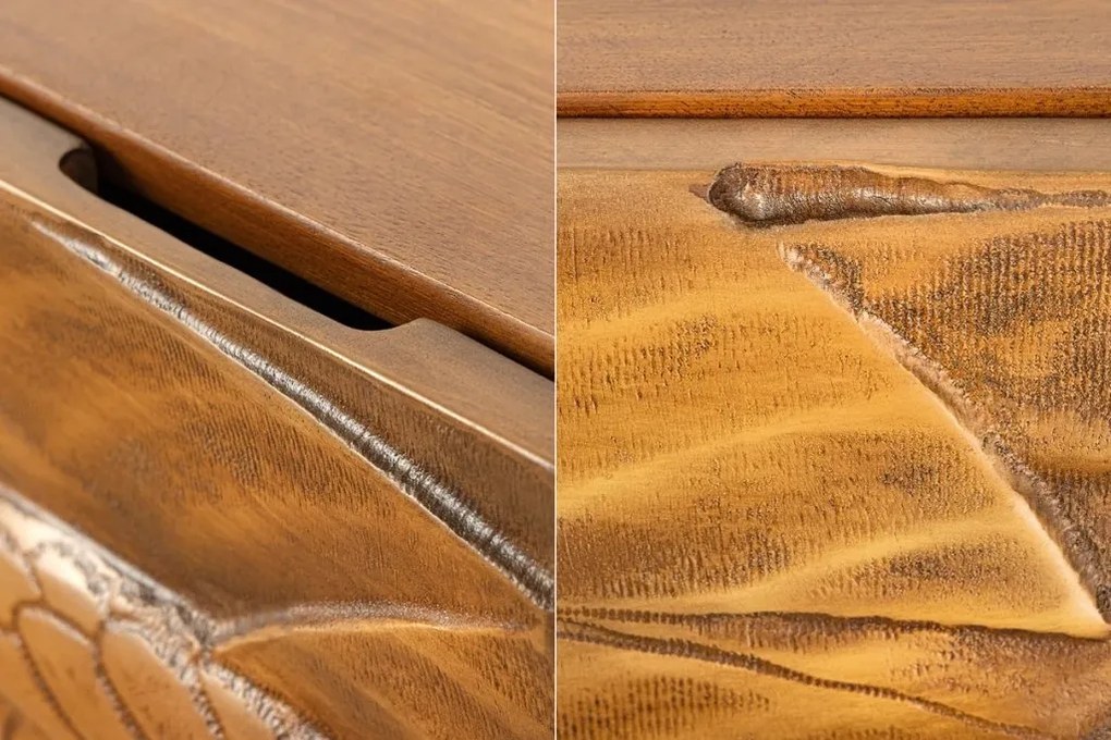 Comoda cu aplicatie exotica pe fronturi SNAKE 120cm natur