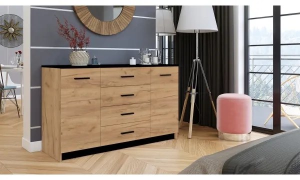 Comodă TAYLER stejar craft/negru