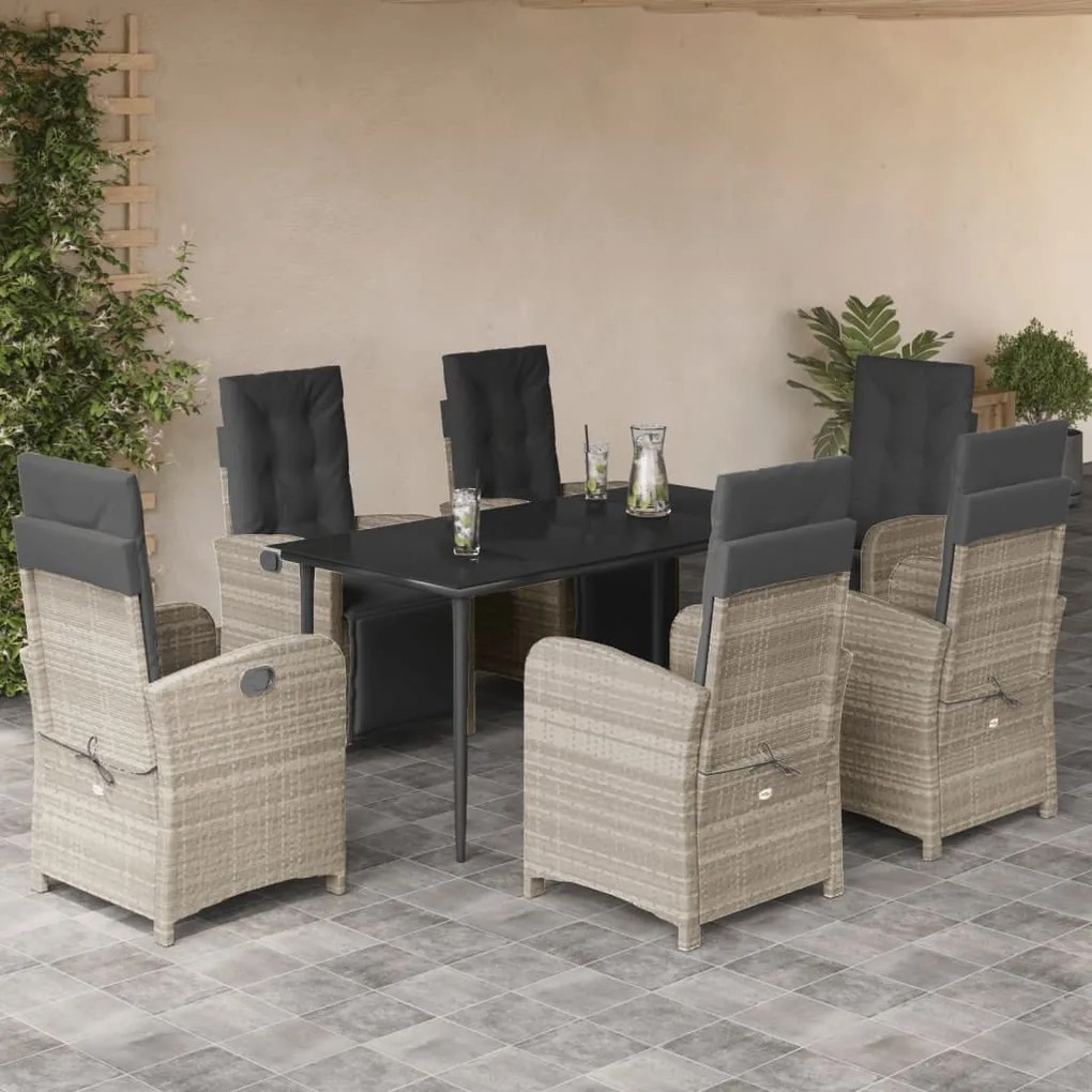 3212602 vidaXL Set mobilier de grădină cu perne, 7 piese gri deschis poliratan