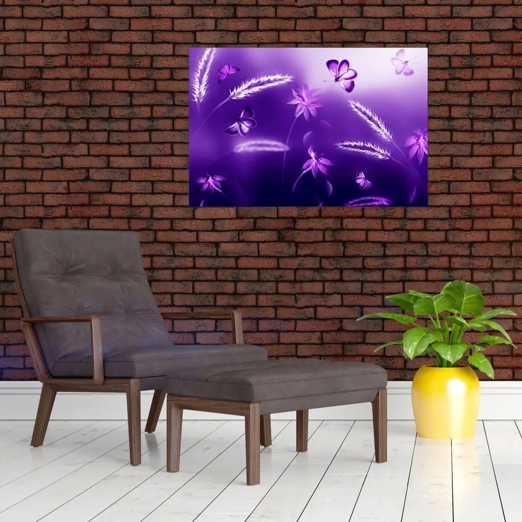 Tablou - Lunca cu fluturi (90x60 cm)