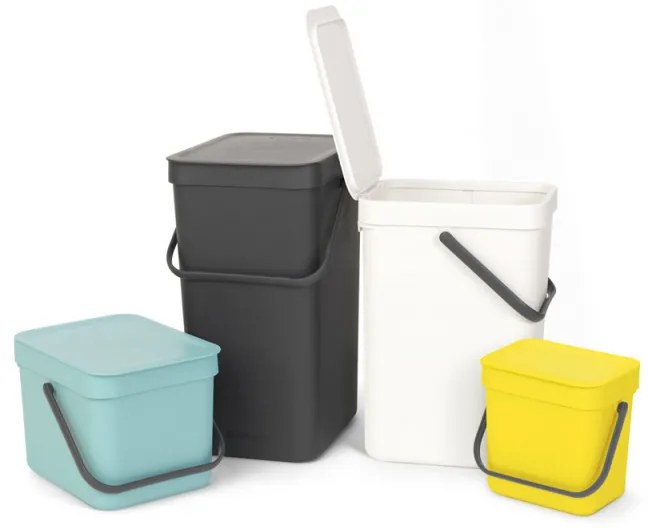 Cos de gunoi colectare selectiva Brabantia Sort&Go 648974, 6 l, Maner, Montabil pe perete, Gri inchis