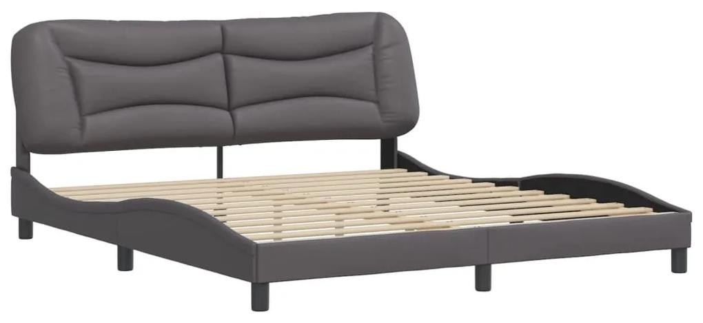 3208019 vidaXL Cadru de pat cu tăblie, gri, 180x200 cm, piele ecologică