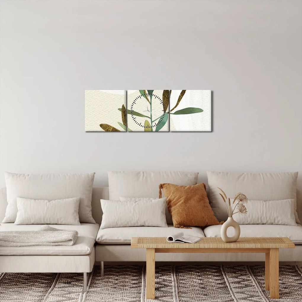 Tablou - Acuarelă ramură N⁰2 (cu ceas) (90x30 cm)