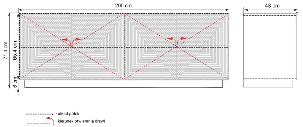 Comoda Asha 200 cm - alb mat