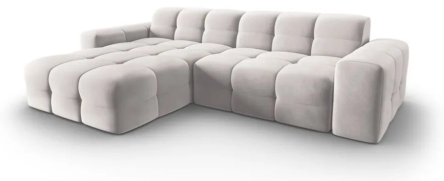 Colțar gri deschis cu tapițerie din catifea (pe partea stângă) Kendal – Micadoni Home