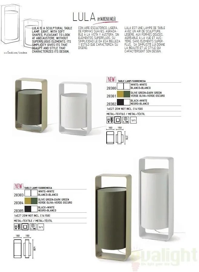 Veioza, lampa de masa H-27cm Lula 28382