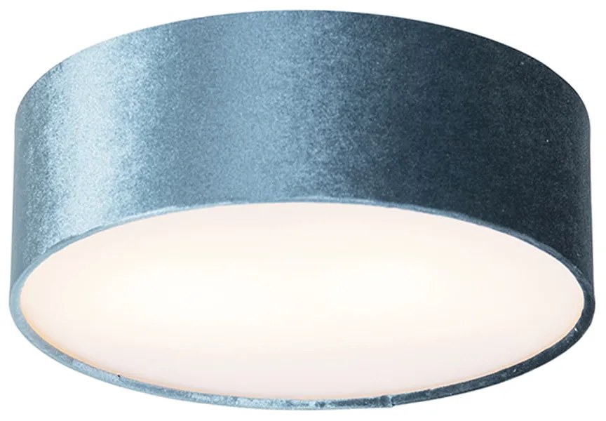 Plafoniera moderna albastra 30 cm cu interior auriu - Drum