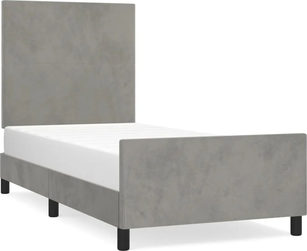 vidaXL Cadru de pat fără saltea, gri deschis, 90x200 cm, catifea
