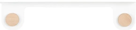 Raft de perete din oțel și detalii din lemn de stejar, cu 2 cârlige Gazzda Hook, lungime 60 cm, alb