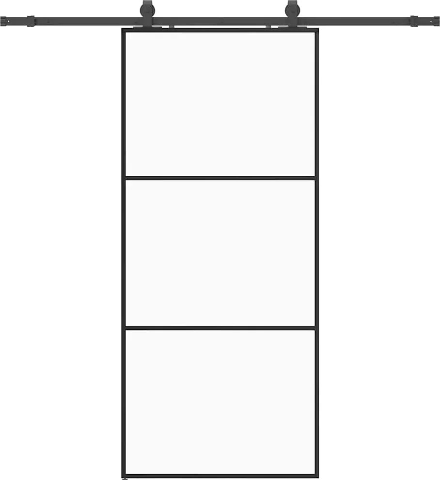 vidaXL Ușă glisantă cu set de feronerie neagră 90x205 cm Sticlă ESG