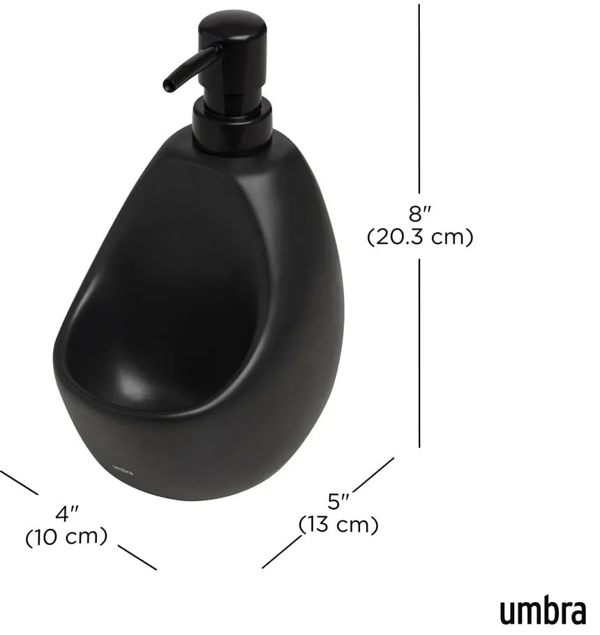 Dozator de săpun lichid negru din ceramică 590 ml Joey – Umbra