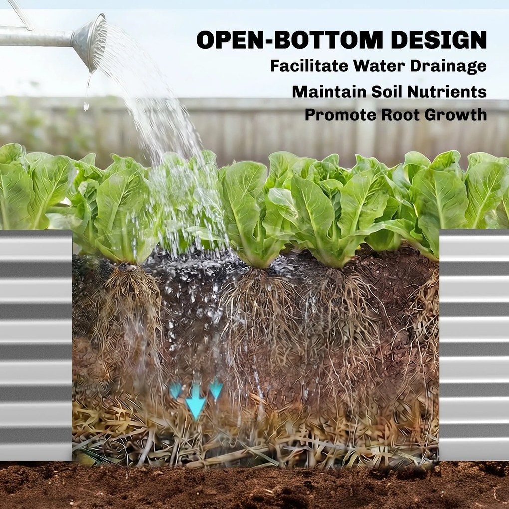 Outsunny Jardinieră Exterioară Mare cuHusă de Seră și Plasă Fund Deschis pentru Patio Terasă 200x60x103 cm Argintiu | Aosom Romania