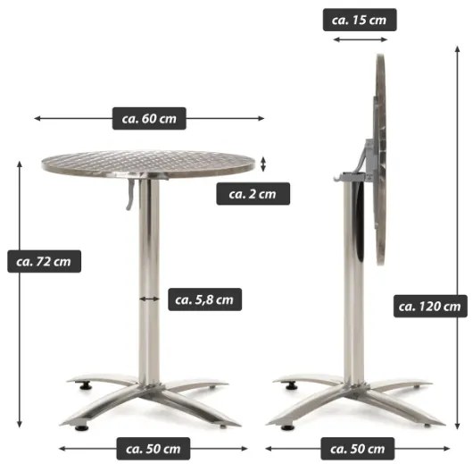 Masă de bistro, rotundă, pliabilă, 60 cm