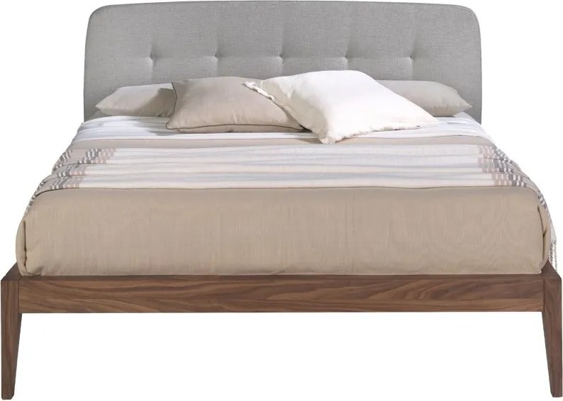 Pat dublu cu furnir din lemn Walnut, 160x200cm