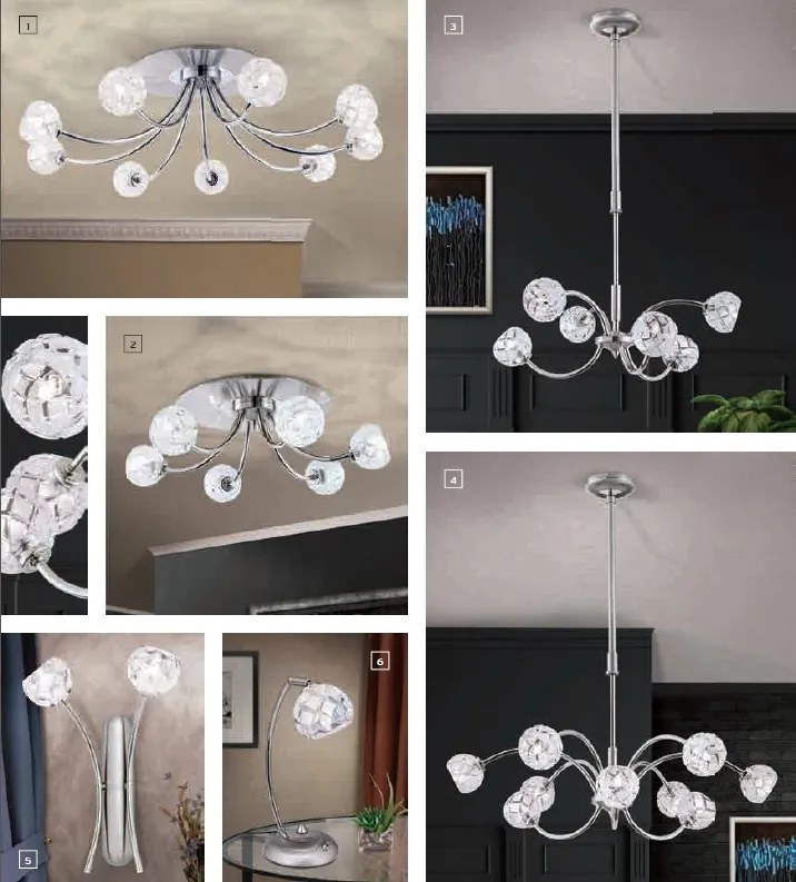 Lustra reglabila design modern de lux Maderno 9L crom
