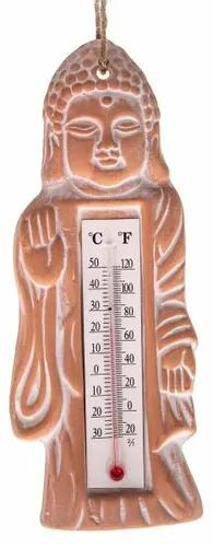 Termometru din ceramică Budha, maro, în. 22 cm