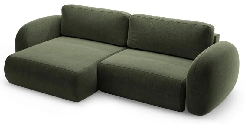 Colțar verde extensibil/cu spațiu de depozitare cu tapițerie din chenille Tonale – Cosmopolitan Design