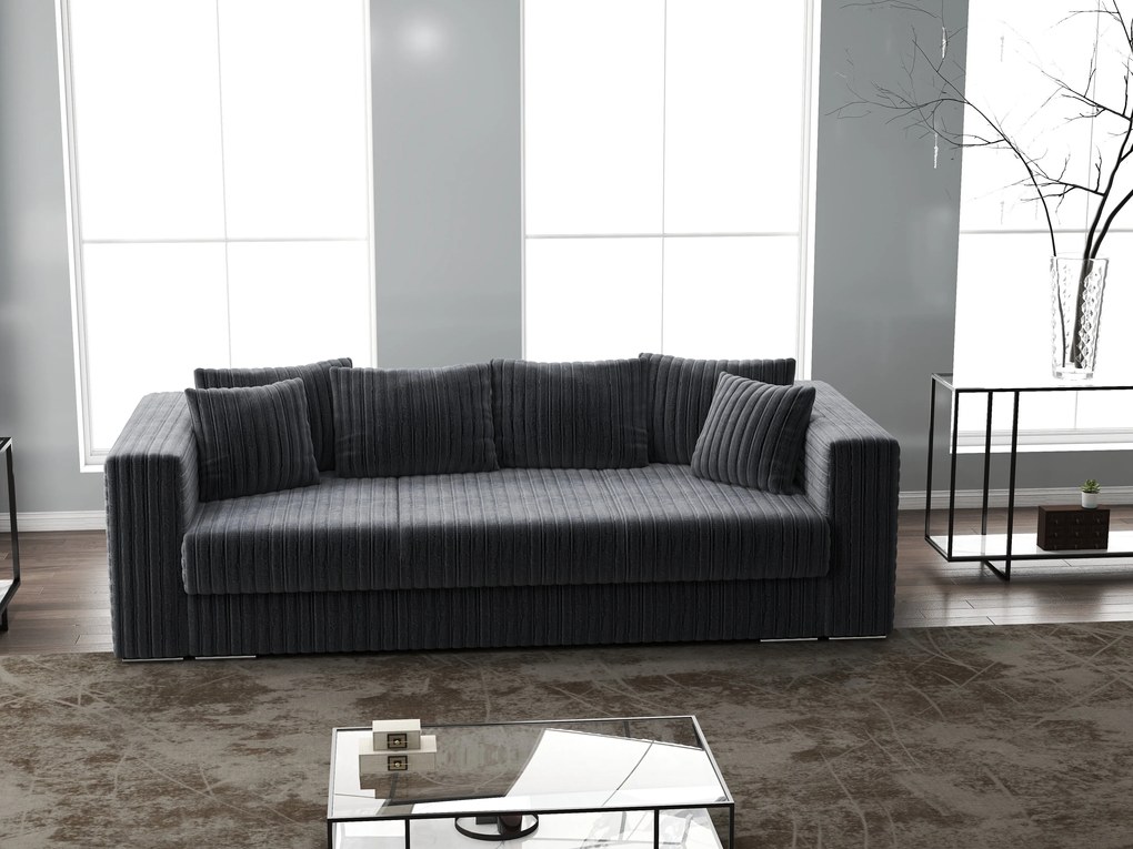 Canapea extensibilă dumonde cu ladă de depozitare si sezut confortabil din spuma high-density, Gloria Ambience Grey 240x100 cm