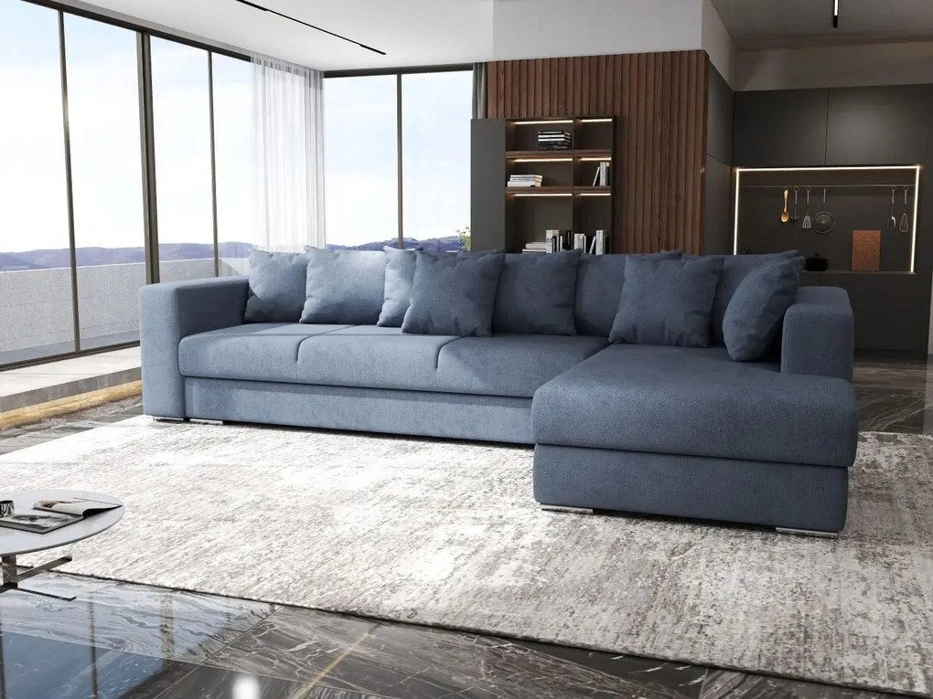 Colțar extensibil dumonde cu ladă de depozitare si sezut confortabil din spuma high-density, Gloria Enjoy Antracit II 320x183 cm