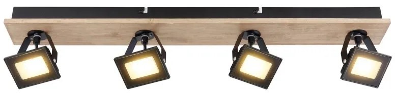 Plafoniera LED cu 4 spoturi directionabile design industrial Joya maro, negru