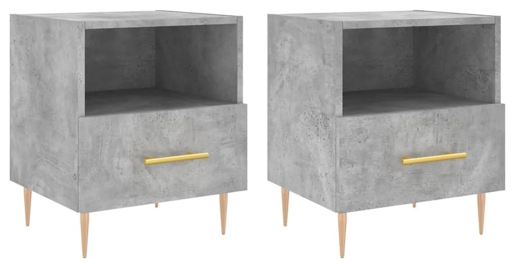 vidaXL Noptiere, 2 buc., gri beton, 40x35x47,5 cm, lemn compozit