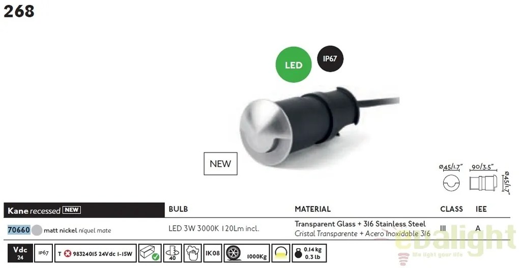 SPOT LED INCASTRABIL DE EXTERIOR KANE-1 70660