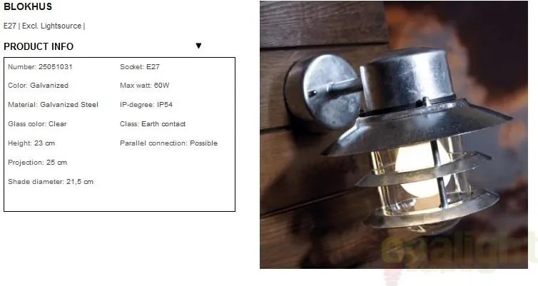 Aplica de perete exterior IP54, Blokhus Down GS 25051031NL