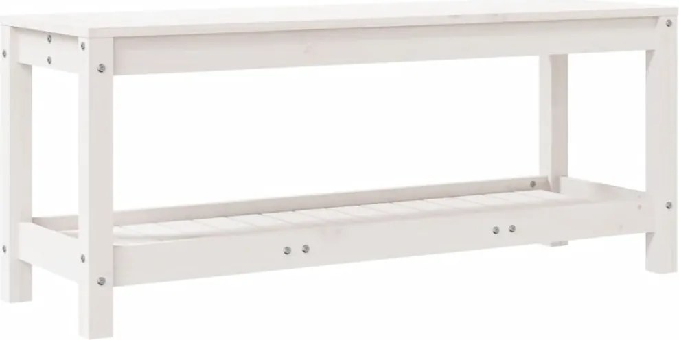 vidaXL Bancă de grădină, alb, 108x35x45 cm, lemn masiv de pin