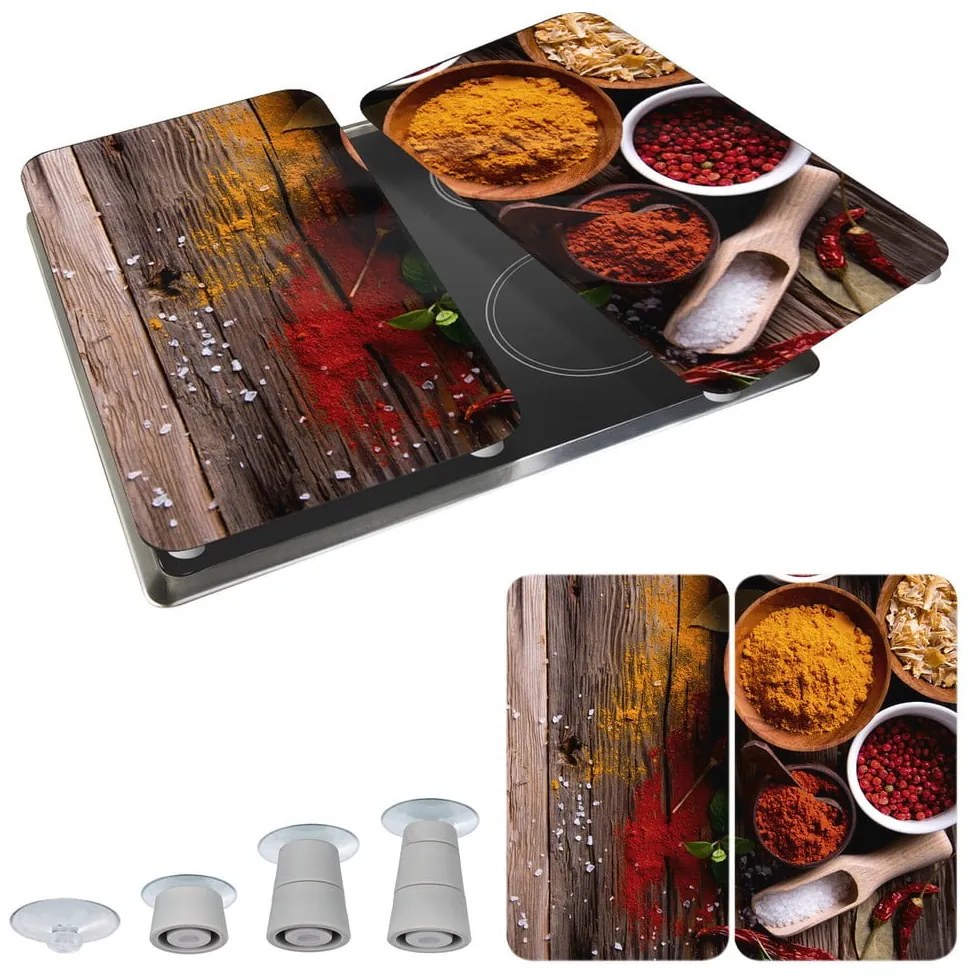 Set 2 protecții din sticlă pentru aragaz Wenko Spices, 52 x 30 cm