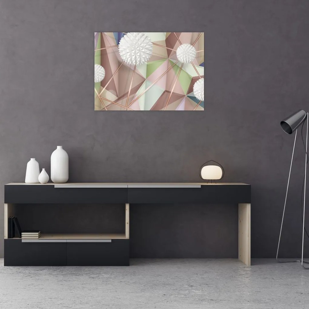 Tablou pe sticlă - 3D abstract culori pastel (70x50 cm)