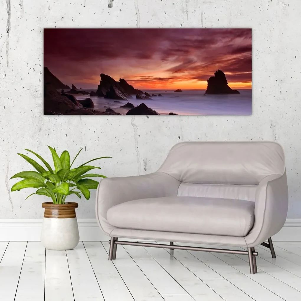 Tablou cu apus de soare pe mal (120x50 cm), în 40 de alte dimensiuni noi