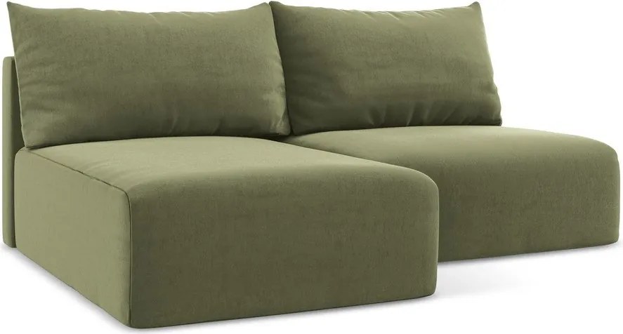 Colțar verde extensibil/cu spațiu de depozitare cu tapițerie din catifea (cu colț pe partea stângă/cu șezlong) Kalena – Makamii