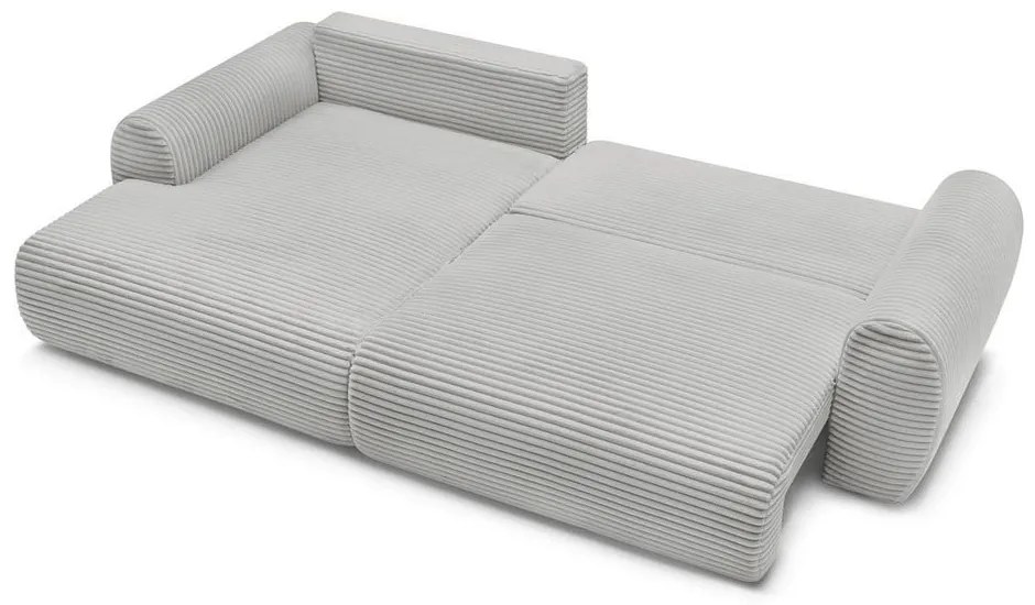 Colțar gri deschis extensibil cu tapițerie din catifea reiată (cu colț pe partea stângă ) Lucien – Bobochic Paris