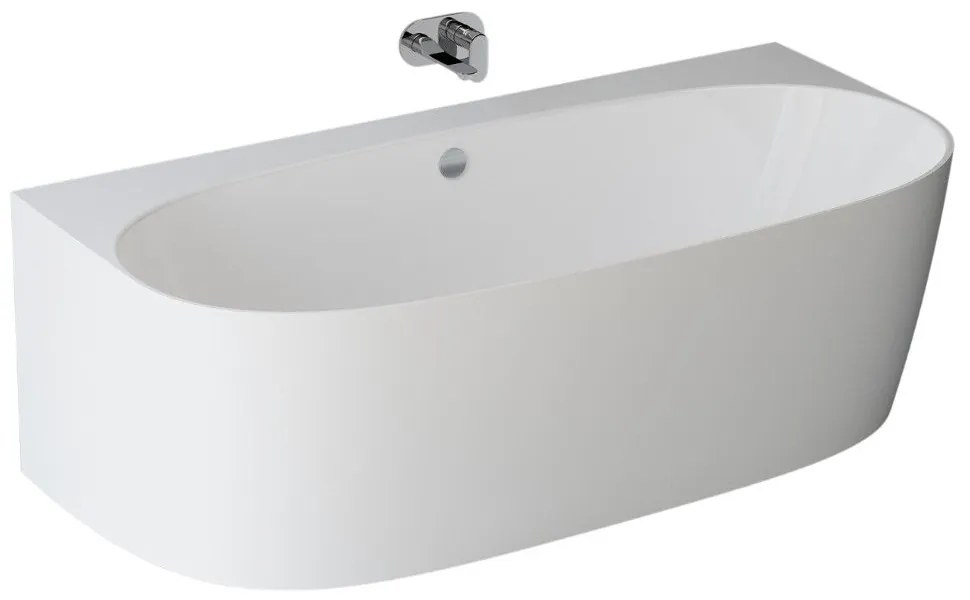 Cada freestanding compozit Marmite Como, 180 x 86 cm, lipita de perete, alb lucios