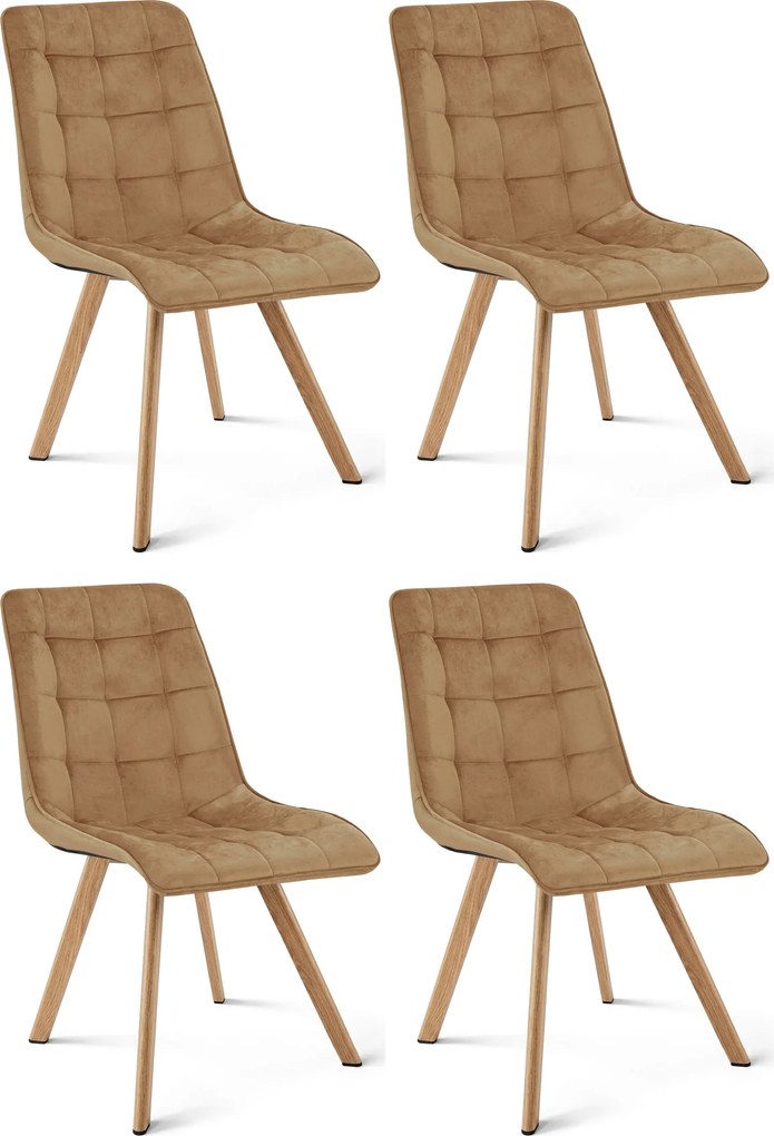 Set 4 Scaune Bucatarie/Dining Spirit Plus Catifea Maro,Picioare Metalice, Finisaj Lemn
