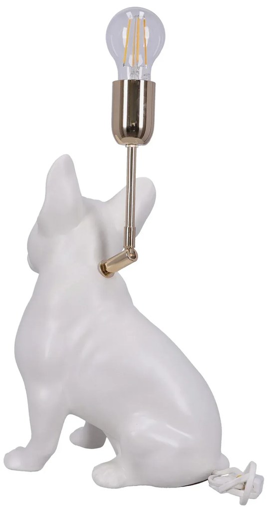 Lampa ceramica Bulldog alb mat h 35 cm