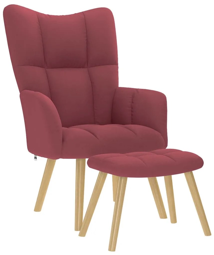 vidaXL Scaun de relaxare cu taburet, roșu vin, textil