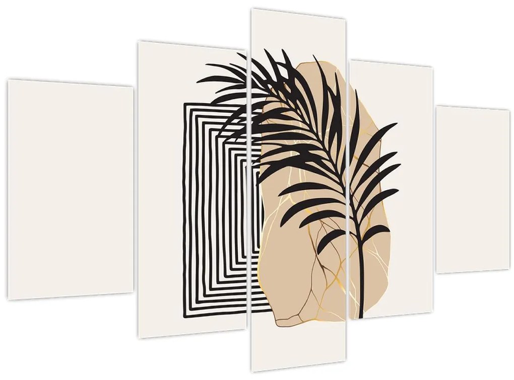 Tablou - Abstracție cu frunze tropicale N⁰3 (150x105 cm)