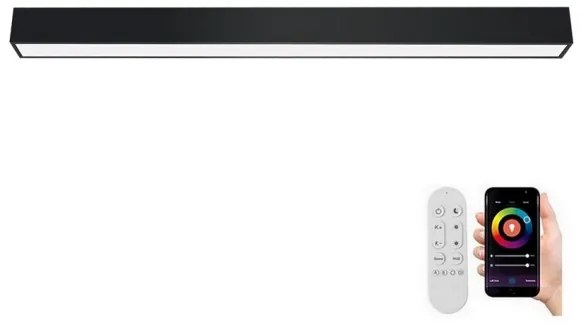 Plafonieră LED dimabilă Immax NEO 07256L LUNGO LED/38W/230V Wi-Fi Tuya negru + telecomandă
