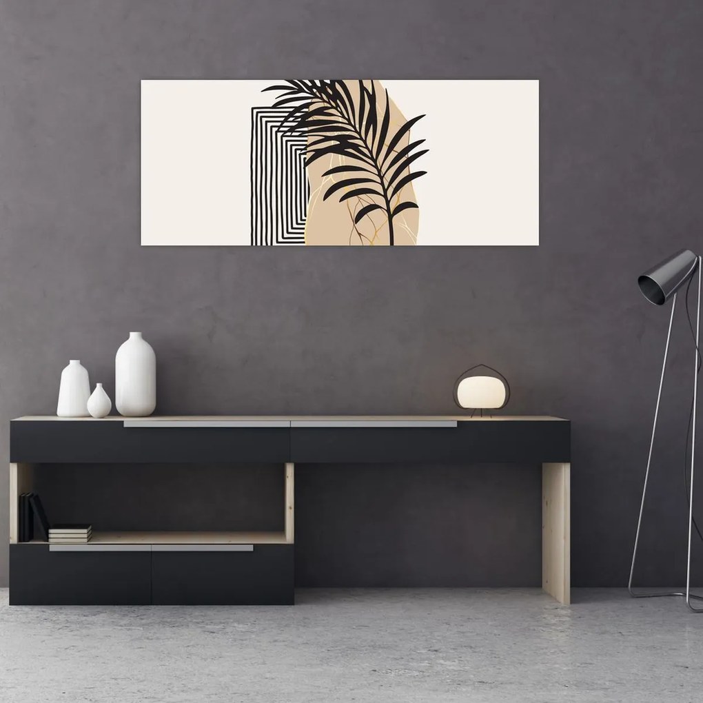 Tablou - Abstracție cu frunze tropicale N⁰3 (120x50 cm)