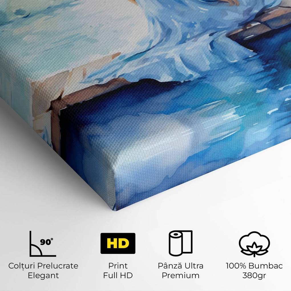 Tablou Canvas, 40x60cm, Dormitor si Living, Moderne, Textura de pictura, Lake Blue Woman