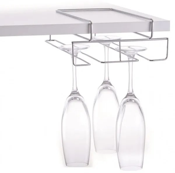 Suport scurgator pahare cu picior, otel cromat, 18.5 x 28 x 7.5 cm