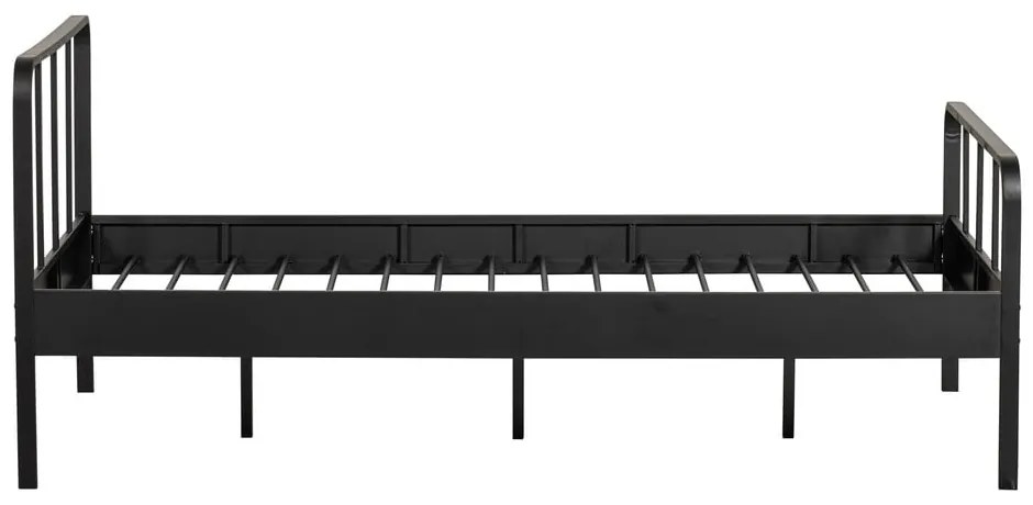 Pat negru din metal cu somieră 120x200 cm Mees – WOOOD