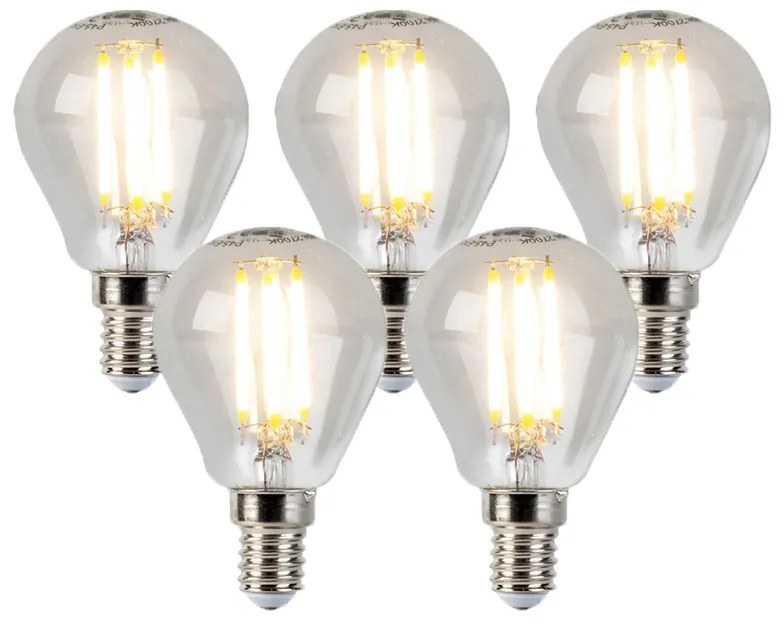 Set de 5 lămpi cu bilă cu filament cu LED E14 5W 470lm 2700K