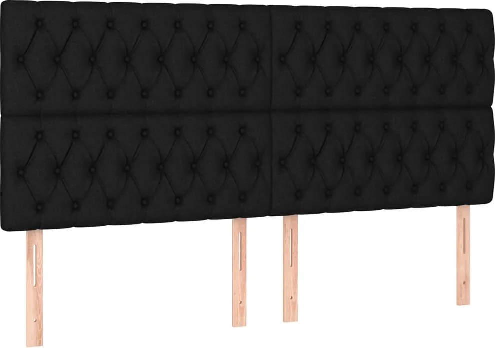 vidaXL Tăblie de pat neagră 180x7x118/128 cm, material textil