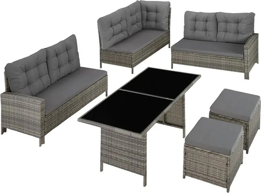 Set mobilier de grădină luxos din ratan Avenberg BARLETTA gri/gri închis