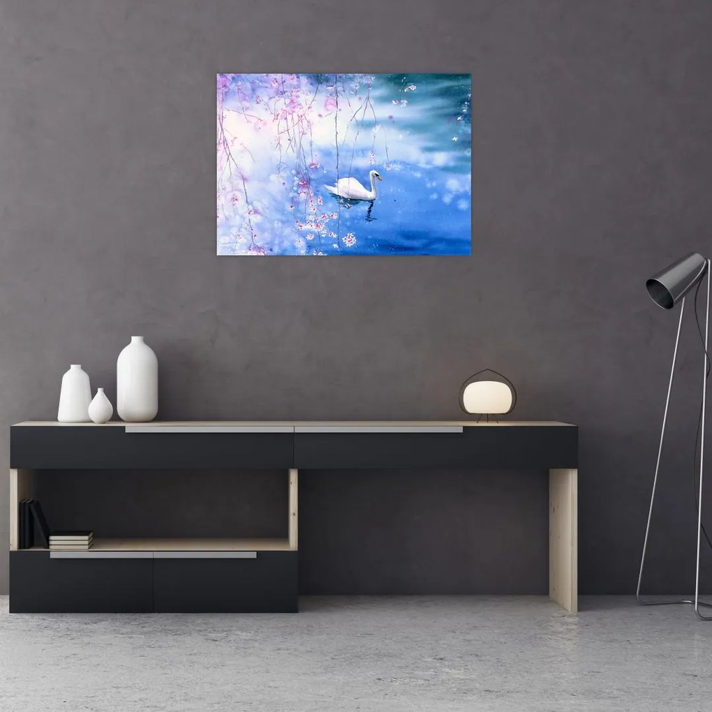 Tablou pe sticlă - Lacul magic (70x50 cm)